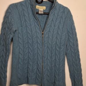 Ireland’s eye lambs wool and silk blend cable knit fisherman zip up. Med…
